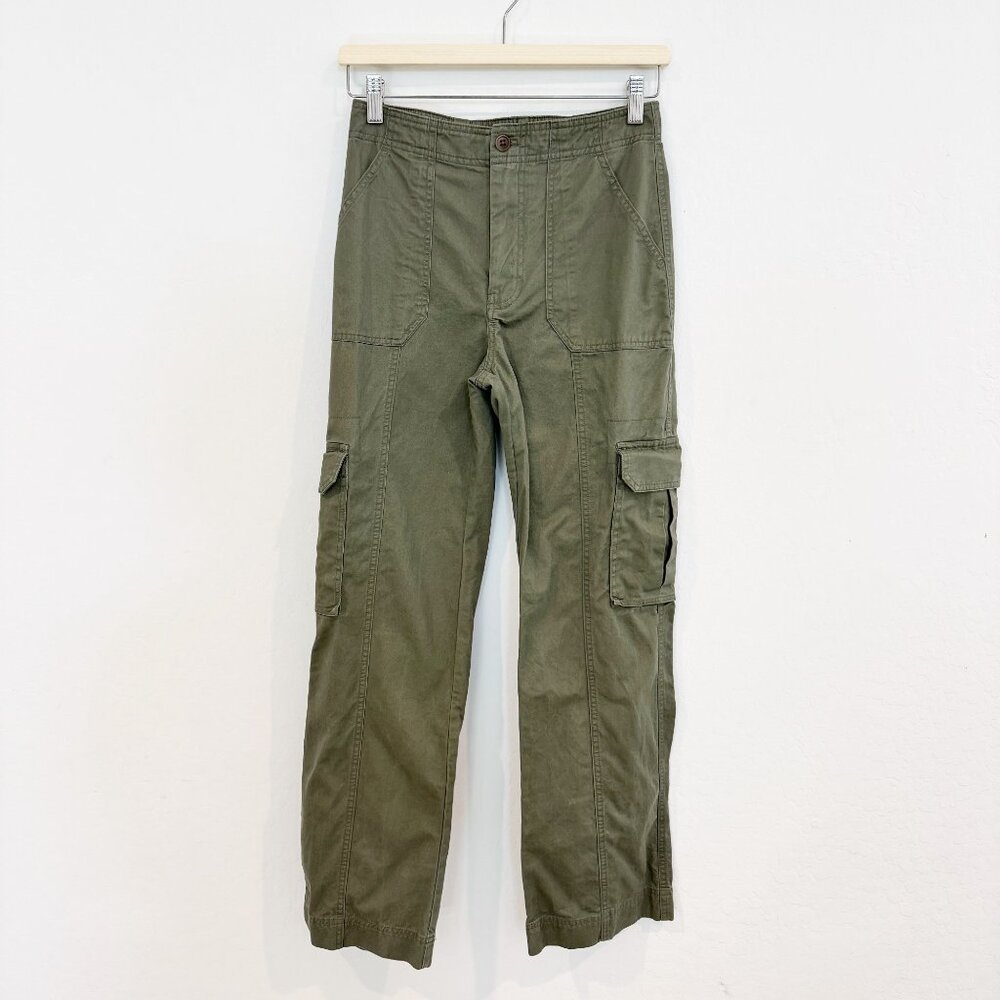 Abercrombie Relaxed Cargo‎ Pants Wide Leg Baggy Grunge High Rise Olive Green 25 - Picture 4 of 11